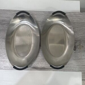 WMF Germany Cromargan Stainless Steel 18/10l (2) OVAL Serving tray 8.5"x5" VTG